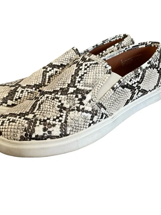 Express White and Black Snake-Print Slip-On Sneakers - Picture 3 of 8